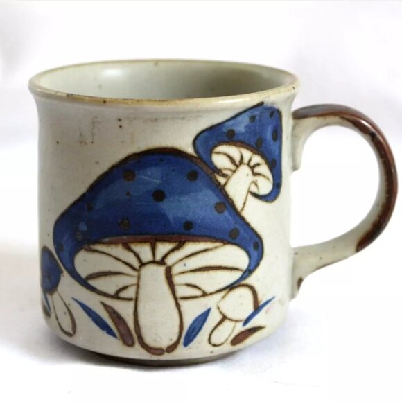 Stoneware Mugs Mushrooms retro cottage core Farm - Picture 1 of 6